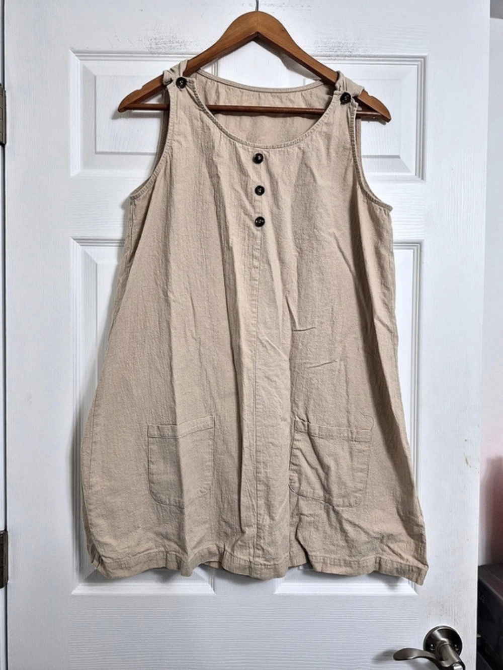 CUPSHE Khaki Sleeveless Pocket Mini Dress Beige Large